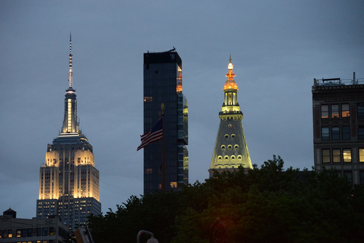 10 Empire State Building, One Madison, Met Life Tower Lit Up After Sunset From Union Square Park New York City